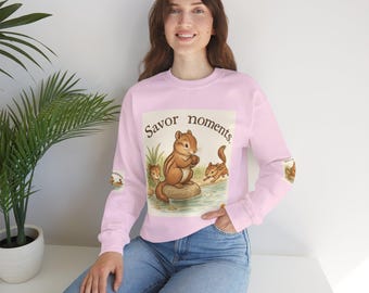 Cozy Squirrel Sweatshirt for Nature Lovers, Unisex Crewneck, Savor Moments Design, Perfect for Fall Fashion, Gift for Friends
