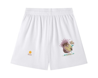 Goofy Bird, Silly Animal, Purple Bird, Mesh Drawstring Shorts, Savor the Moments
