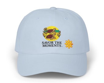 Sea Turtles Embroidered Dad Cap • Savor the Moments™ Ocean Hat • Casual Everyday Summer Accessory • Coastal Outdoor Adventure Gift for Dads