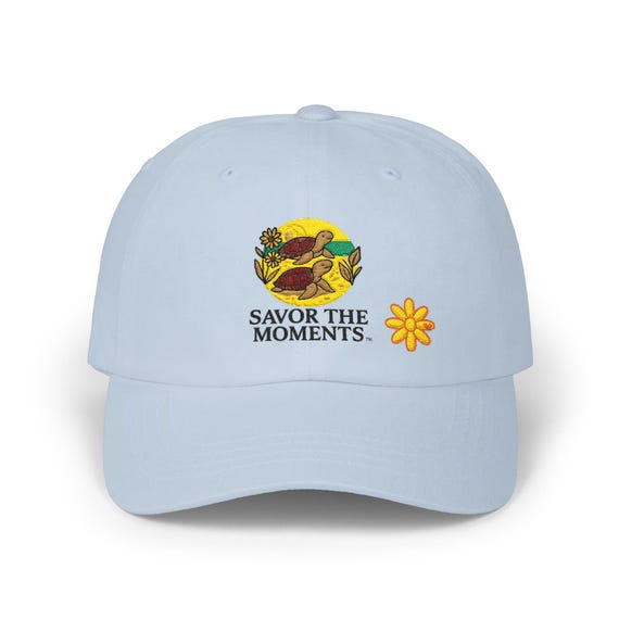 Sea Turtles Embroidered Dad Cap • Savor the Moments™ Ocean Hat • Casual Everyday Summer Accessory • Coastal Outdoor Adventure Gift for Dads