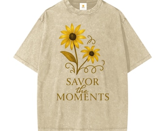 Yellow daisies, Whimsical, nature, flower lovers, Heavyweight Snow Washed T-Shirt