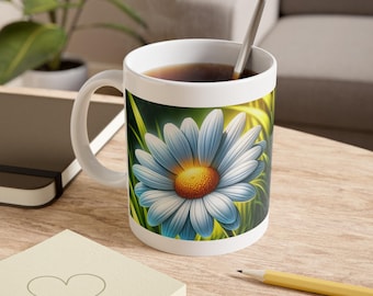 Daisy Flower Coffee Cup • Floral Ceramic Mug • Springtime Nature Gift • Cheerful Morning Drinkware