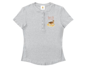 T-shirt, Duck, Ducklings, Modal Bodycon Henley Shirt