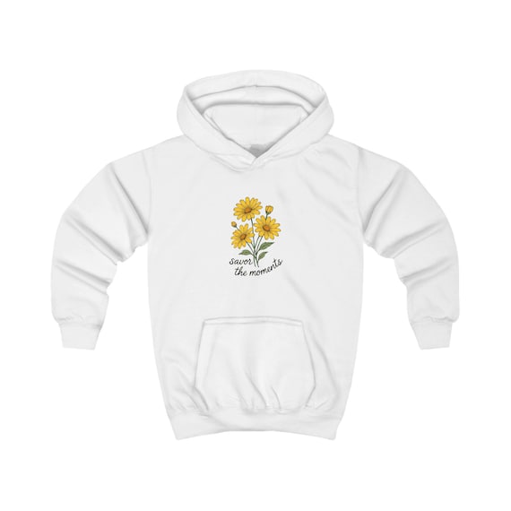 Kids Cotton-Blend Hoodie: Unisex Youth Sweatshirt with Kangaroo Pocket "Savor the Moments"