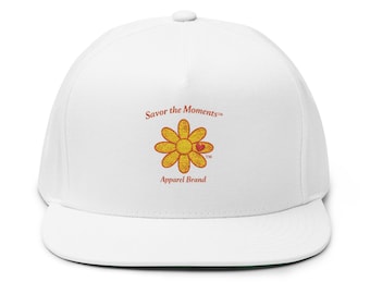 Savor the Moments Daisy Embroidered Flat Bill Cap | Floral Snapback Hat