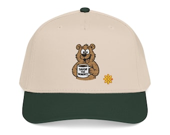 Bear, cartoon animal, coffee mug vibe, Mid Profile Baseball Cap