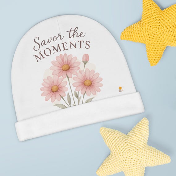Floral Baby Beanie: Soft Polyester Knit, Newborn Headwear