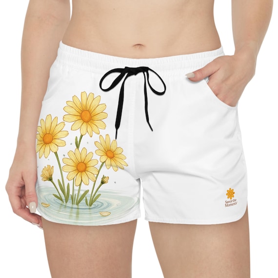Women's Floral Casual Shorts, Savor the Moments Summer Apparel, Beachwear, Vacation Shorts, Gift for Her