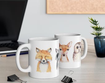 Woodland Animal Mug • Fox, Antelope, Owl, Raccoon Graphic