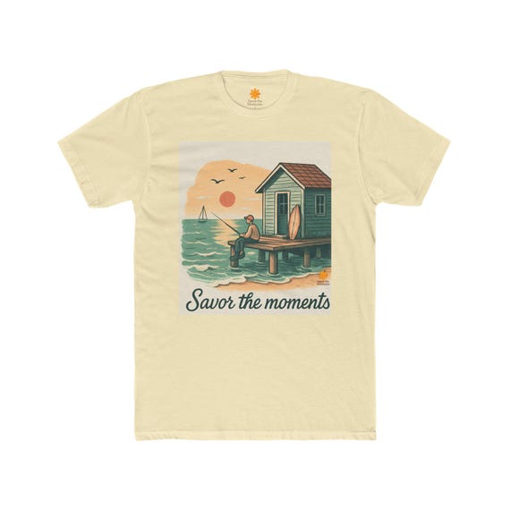 Beach pier scene T-Shirt | fishing sunset illustration Savor the Moments