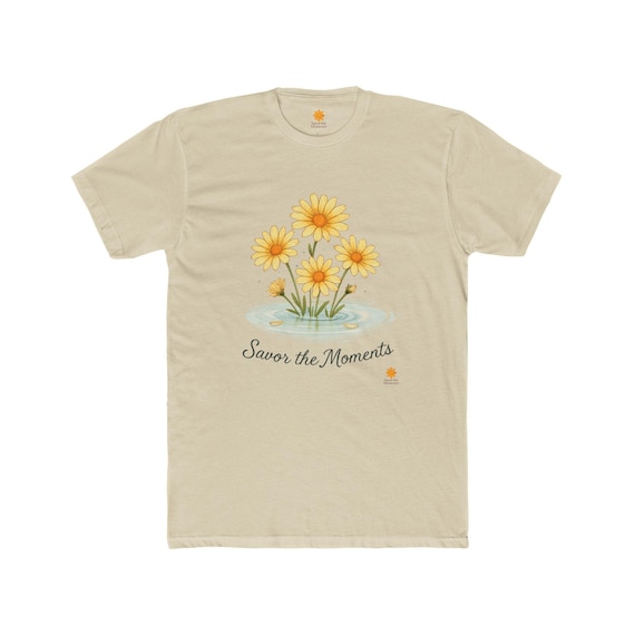 Daisies, Yellow, Floral Crew Tee, Cotton T-Shirt, Nature Lovers, Eco-Friendly Tee, Spring, Savor the Moments