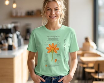 Savor the Moments Mascot Flower, Orange Daisy Vibe T-Shirt | Floral Graphic Tee