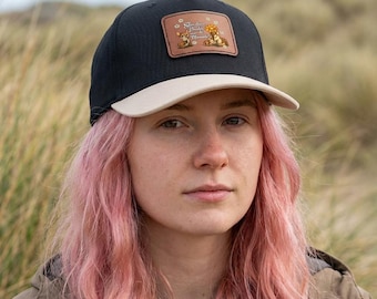 Woodland Deer with Flowers Baseball Cap | Leather Patch