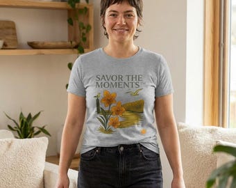 Coastal Vibe, Seagull, Yellow flower vibe, Sunset Breeze, Women's Softstyle Tee