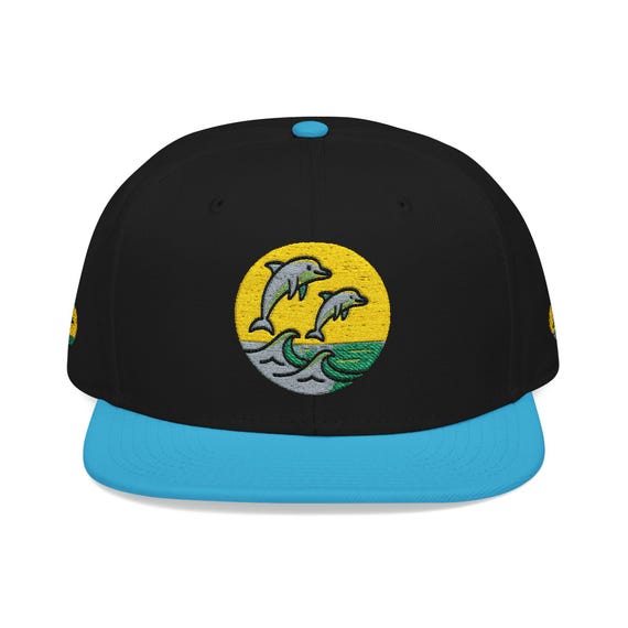 Dolphins Vibrant Embroidered Snapback Hat, Fashionable Cap for Summer, Beach Days, Casual Outfits, Gift for Friends, Street Style Accessory