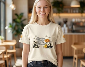 Slow Down Breathe in the Moment T-Shirt | Panda Duckling Flower Graphic Tee