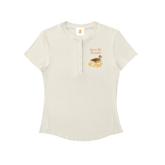 T-shirt, Duck, Ducklings, Modal Bodycon Henley Shirt