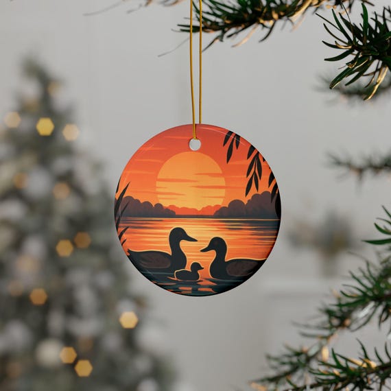 Cozy Snowy Cabin Ornament | Ceramic Round Holiday Ornament