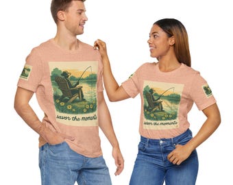Chair fishing scene T-Shirt | vintage lakeside chair illustration Savor the Moments