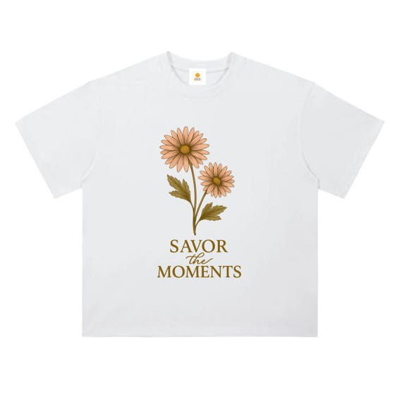 T-shirt, Mums, Flower, Heavyweight Drop Shoulder Cotton T-Shirt