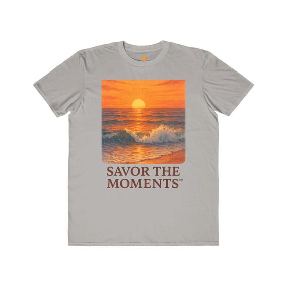 Men's Lightweight Fashion Tee - Savor the Moments, Sunset Beach T-Shirt, Casual Summer Top, Relaxed Fit Tee, Nature Lover Gift, Graphic Tee