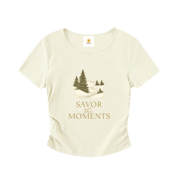 T-shirt Evergreens, Snow, Ruched Bodycon Crop Top