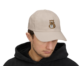 Embroidered Bear Coffee Dad Cap | Relaxed Cotton Baseball Hat