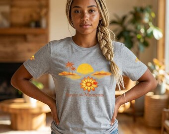 Sunset Palm & Flower Tee | Savor the Moments beach graphic