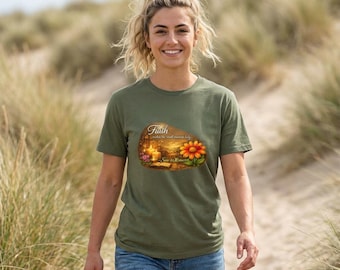 Faith Candle Flower T-Shirt | Christian Encouragement Tee, Savor the Moments, Uplifting Message, Bible Verse Tee