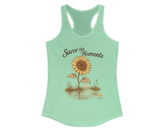 Featured listing image: Women’s Sunflower Workout Tank • Lightweight Activewear Racerback • Coastal Adventure Fitness Top