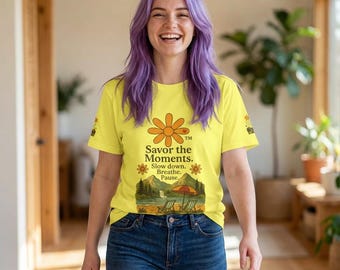 Slow Down, Breathe, Pause, Savor the Moments Vibe, Unisex Jersey Short Sleeve Tee