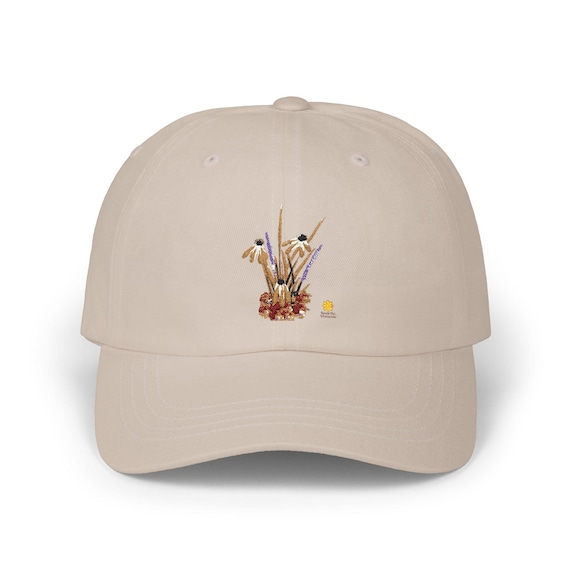 Dried Wildflower Bouquet Dad Cap | embroidered floral hat, meadow stems