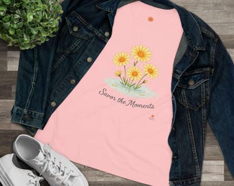 Yellow Daisy Bouquet Tee • Savor the Moments™ Floral Quote Shirt • Soft Cotton Nature‑Inspired T‑Shirt