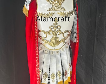 White Steel Roman Muscle Cuirass: Medieval Knight Armor, Cosplay