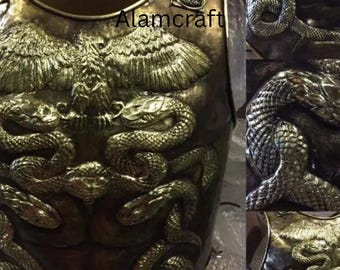 18ga Big Brass Medieval Roman Chiseled Cuirass Knight Reenactment Breastplate Snake