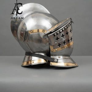 Mittelalterlicher Burgonet Krieger Full Face 18g Voll funktionsfähiger Helm