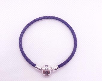 Pandora S925 Purple Double Leather Bracelet