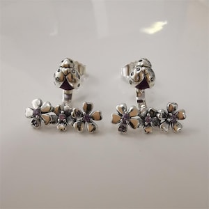Pendientes colgantes Pandora Ladybug Meadow Ale de plata de ley 925