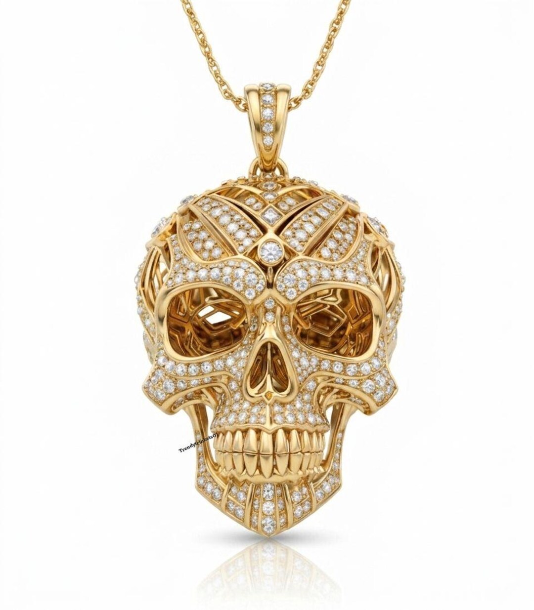 Skull Chain Rapper Iced Out Skull Hip Hop Pendant for Men Moissanite 925 Silver, Skull Hip ...