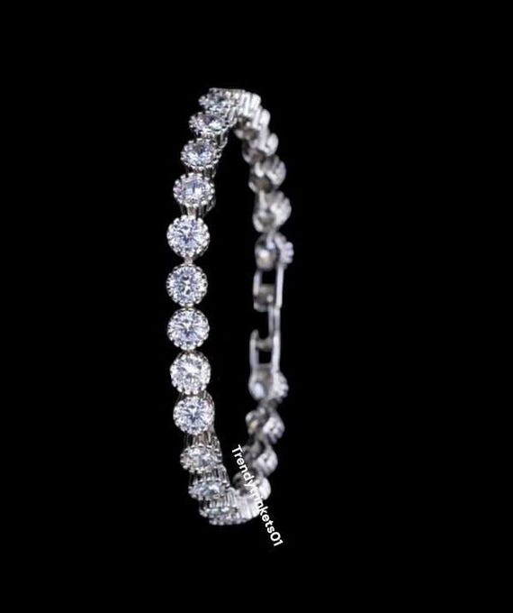 2CT Rundschliff Moissanit Damen Tennisarmband 14K Weißgold