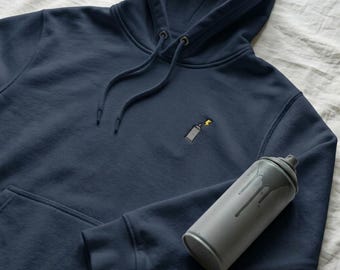 Sudadera con capucha bordada con lata de aerosol, estilo urbano con rayo, sudadera de felpa urbana