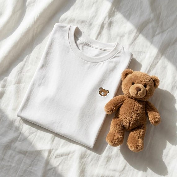 Embroidered Teddy Bear T-Shirt – Heavyweight Cotton Streetwear Tee