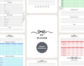 Agenda de suivi FIV imprimable, agenda de fertilité, suivi TTC, agenda de transfert d'embryons, tracker pcos, journal numérique de FIV (option de 4 couleurs)