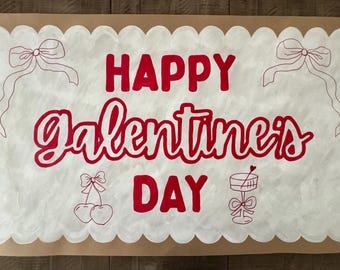 Bannière Saint-Valentin | Décoration de la Saint-Valentin ou de la Saint-Valentin | Enseigne de fête amusante ou classique | Bannière peinte à la main