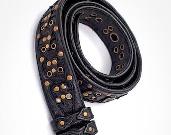 Scale Belt - Custom leather belt - Unisex leather belt - Black Leather Belt - Western belt - Steampunk utility belt - Party belt - Burn Belt