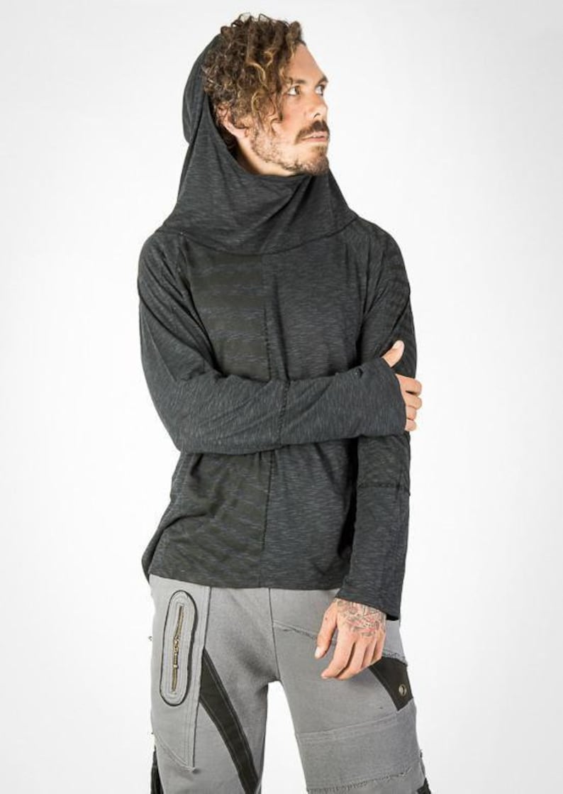 Mirage Top,Hooded long sleeve,Men long sleeve top,Unisex shirt,T shirt with hood,Casual shirt,Festival top,Burning man top,Doof top,Hippie