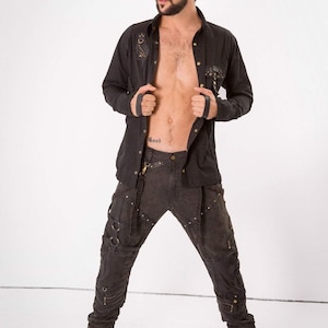 Mens burning man pants / Steampunk clothing / Gothic pants / Mens festival pants / Trousers men / Cyberpunk pants / Punk trousers ninja
