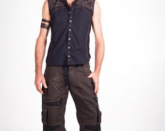 Cyberpunk pants, Cargo pants men, Heavy duty pants, Mens pants, Burning man pants, Mens festival pants, Steampunk pants, Cargo shorts mens