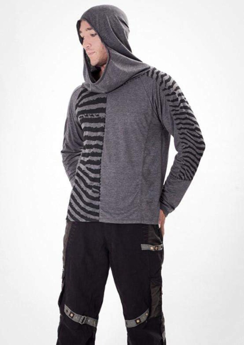 Mirage Top,Hooded long sleeve,Men long sleeve top,Unisex shirt,T shirt with hood,Casual shirt,Festival top,Burning man top,Doof top,Hippie