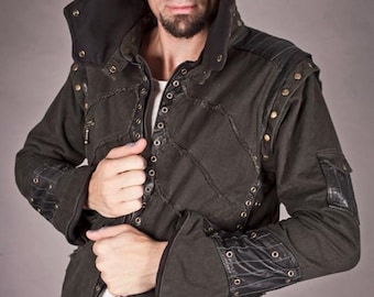 Steampunk leather jacket mens sale